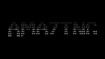 surpreendente ascii palavra animação ciclo em Preto fundo. ascii código arte símbolos máquina de escrever dentro e Fora efeito com em loop movimento. video