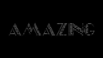 increíble ascii palabra animación lazo en negro antecedentes. ascii código Arte símbolos máquina de escribir en y fuera efecto con serpenteado movimiento. video