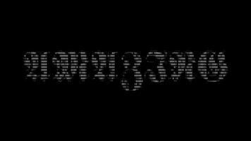 tolle ASCII Wort Animation Schleife auf schwarz Hintergrund. ASCII Code Kunst Symbole Schreibmaschine im und aus bewirken mit geloopt Bewegung. video