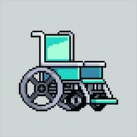 píxel Arte ilustración médico silla de ruedas. pixelado silla de ruedas. médico silla de ruedas pixelado para el píxel Arte juego y icono para sitio web y vídeo juego. antiguo colegio retro vector
