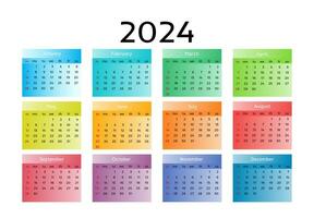 Calendar for 2024 isolated on a white background vector