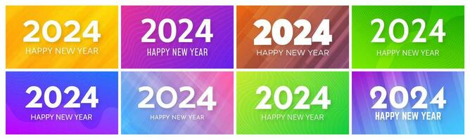 2024 Happy New Year on colorful backgrounds vector