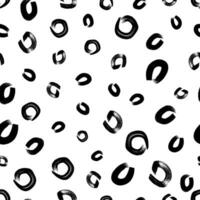 Seamless pattern with black sketch hand drawn brush scribble circles shape on white background. Abstract grunge texture. Vector illustration