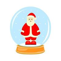 Vector illustration. Santa Claus in a magic glass ball. New Year and Christmas illustration