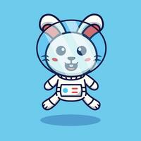 Cute Bunny Astronaut Vector Cartoon Illustration