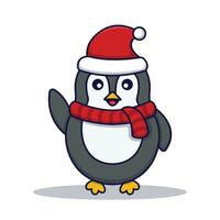 Cute Penguin Waving Vector Illustration Isolated On White Background