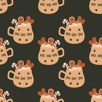 Seamless pattern with cup of hot chocolate vector