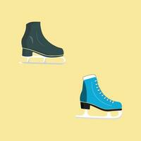 Ice skates icon set. Flat set of ice skates vector icons for web design. Winter sports shoe pair for ice skating competition isolated