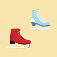 Ice skates icon set. Flat set of ice skates vector icons for web design. Winter sports shoe pair for ice skating competition isolated