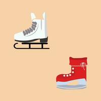 Ice skates icon set. Flat set of ice skates vector icons for web design. Winter sports shoe pair for ice skating competition isolated