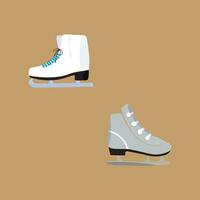 Ice skates icon set. Flat set of ice skates vector icons for web design. Winter sports shoe pair for ice skating competition isolated