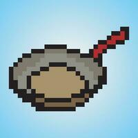 Fraying pan with pixel art style vector