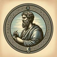 AI generated illustration of Ancient Greek Philosopher in vintage style photo