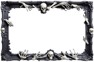 AI generated Skull 3D border frame PNG transparent background