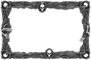 AI generated Skull 3D border frame PNG transparent background