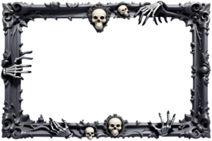 AI generated Skull 3D border frame PNG transparent background