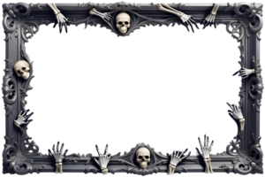 AI generated Skull 3D border frame PNG transparent background