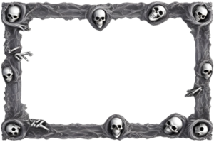 AI generated Skull 3D border frame PNG transparent background