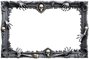 AI generated Skull 3D border frame PNG transparent background