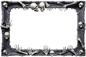 AI generated Skull 3D border frame PNG transparent background