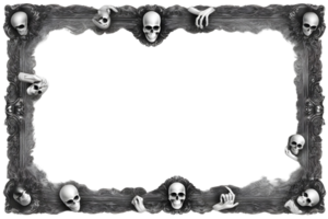 AI generated Skull 3D border frame PNG transparent background