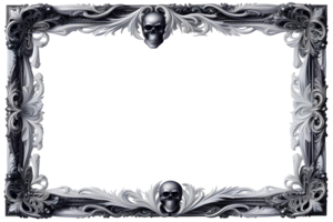 AI generated Skull 3D border frame PNG transparent background