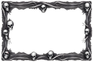 AI generated Skull 3D border frame PNG transparent background