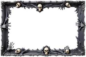 AI generated Skull 3D border frame PNG transparent background