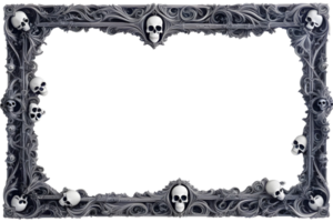 AI generated Skull 3D border frame PNG transparent background