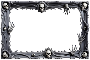 AI generated Skull 3D border frame PNG transparent background