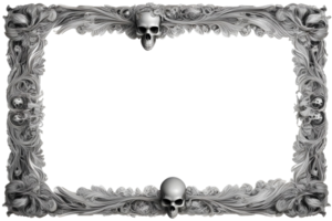 AI generated Skull 3D border frame PNG transparent background