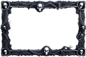 AI generated Skull 3D border frame PNG transparent background