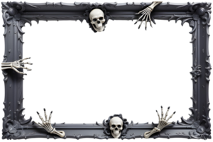 AI generated Skull 3D border frame PNG transparent background