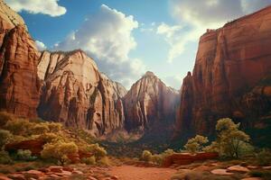 AI generated The surreal landscapes of Zion National Park USA photo