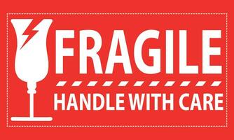 Fragile handle with care sticker, fragile label with broken glass symbol vector. vector