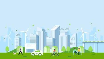 Green city landscape background illustration vector