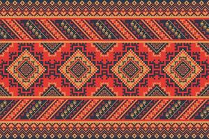 Aztec Kilim geometric border pattern. Aztec geometric shape seamless pattern embroidery pixel art style. Ethnic geometric pattern use for textile border, tablecloth, table runner, carpet, etc. vector
