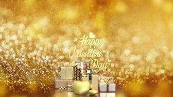 The gold gift box for Valentine's Day concept 3d rendering photo