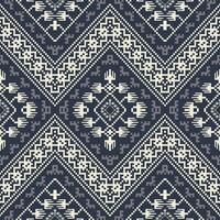 Ethnic geometric monochrome pattern. Aztec geometric shape seamless pattern embroidery pixel art style. Aztec geometric pattern use for textile, home decoration elements, upholstery, wrapping. vector