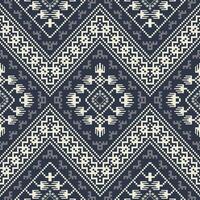 Ethnic geometric monochrome pattern. Aztec geometric shape seamless pattern embroidery pixel art style. Aztec geometric pattern use for textile, home decoration elements, upholstery, wrapping. vector