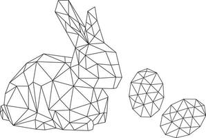 illustration triangle line of rabbit and easter eggs. vector