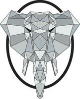 illustration triangle line of elephant with circle. vector