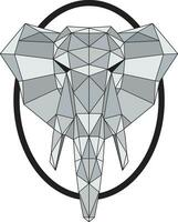 illustration triangle line of elephant with circle. vector