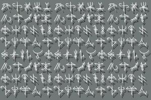 Illustration line of the ancient letters on grey background. vector