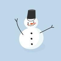 Cute doodle winter illustration of a snowman. New year gifts and stickers prints. vector