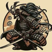 AI generated illustration of samurai. vintage style. photo