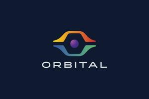 orbital logo tecnología móvil aplicación software firmar símbolo red Internet vector