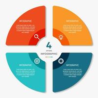 Circle chart infographic template with 4 options for presentations vector