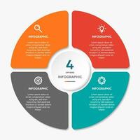 Circle chart infographic template with 4 options for presentations vector