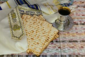 Jewish Holiday symbol matzot with silver photo